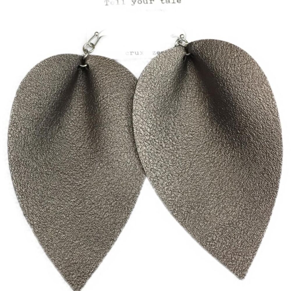 Faux Leather Leaf Earrings
